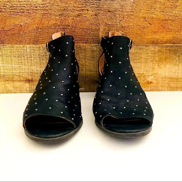 Lucky Brand Bankks Leather Studded Peep Toe Booties - Picture 4 of 9